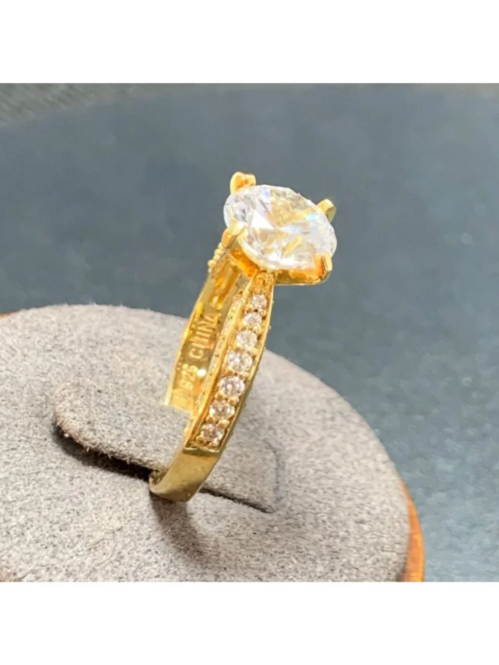 Cubic Zirconia Gold Over Sterling Silver 925 Engagement Ring 3CTW Ring Size 9